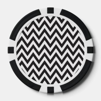 Chevron Pattern Black White Geometric Art Designs Poker Chips by SharonaCreations at Zazzle