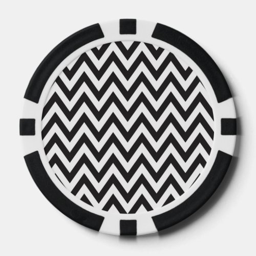 Chevron Pattern Black White Geometric Art Designs Poker Chips