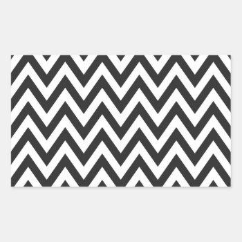 Chevron Pattern Black White Geometric Art Designs Rectangular Sticker by SharonaCreations at Zazzle