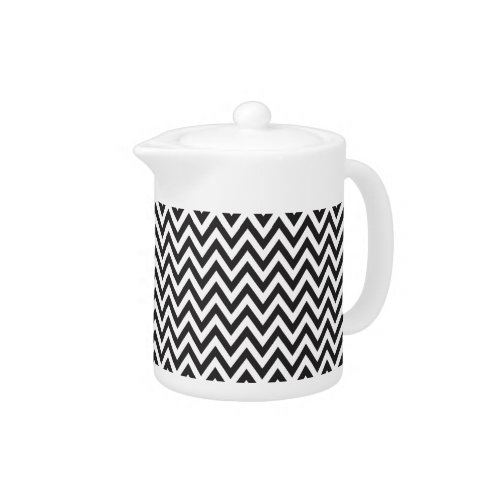 Chevron Pattern Black White Geometric Art Designs Teapot