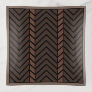 Chevron Pattern Brown Trinket Tray
