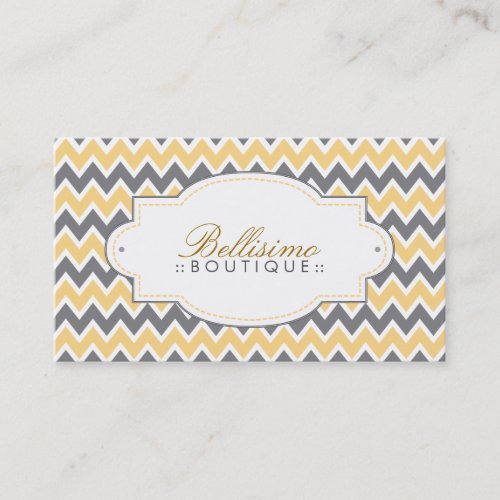 Chevron Pattern Business Card (lemon/grey)