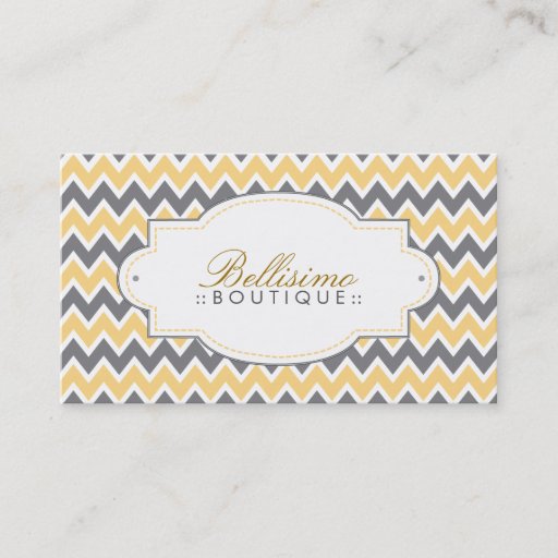 Customizable Chevron Pattern Business Card (lemon/grey)