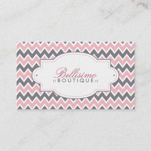 Chevron Pattern Business Card (pink/grey)