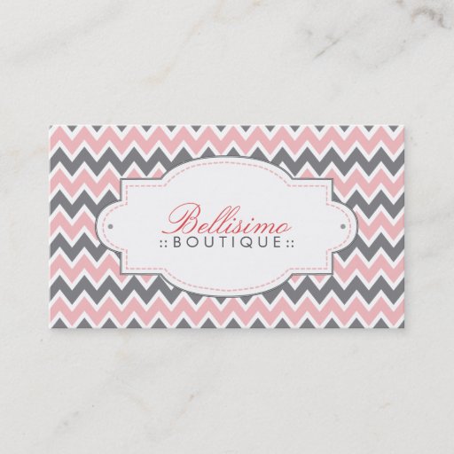 Customizable Chevron Pattern Business Card (pink/grey)
