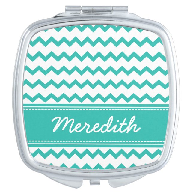 Chevron Pattern Compact Mirror Bridal Party Gift (Front)