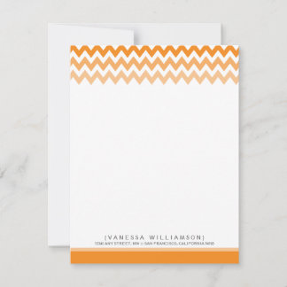 Chevron Pattern Custom Flat Note Cards (orange)