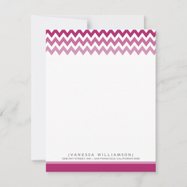 Chevron Pattern Custom Flat Note Cards (violet) (Front)