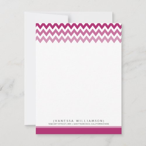Chevron Pattern Custom Flat Note Cards (violet) Invitations