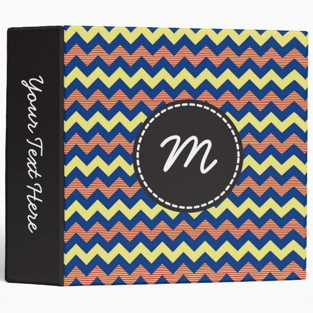 Chevron Pattern Custom Monogram 2 Binder (Front/Spine)