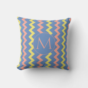 Chevron Pattern Custom Monogram Outdoor Pillow