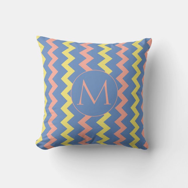 Chevron Pattern Custom Monogram Outdoor Pillow (Front)