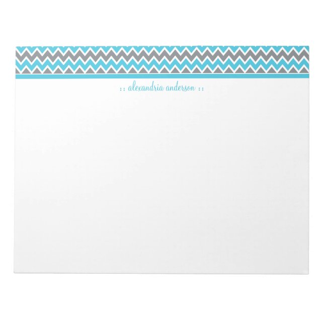 Chevron Pattern Custom Trendy Notepad (aqua) (Front)