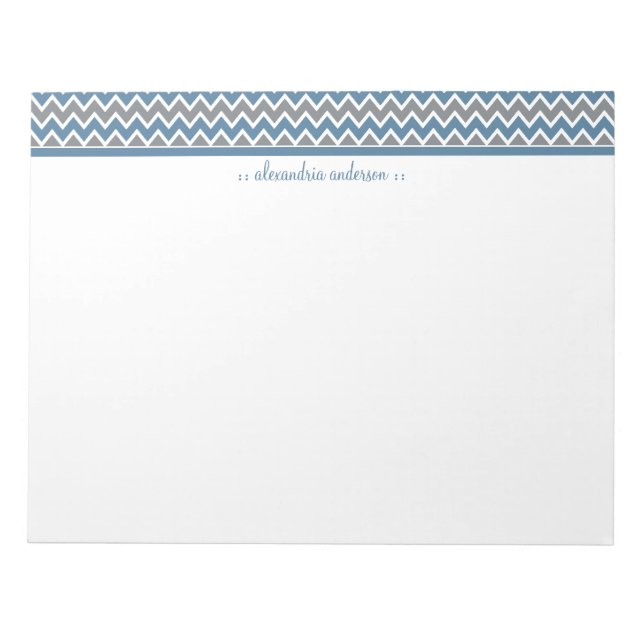 Chevron Pattern Custom Trendy Notepad (blue) (Front)