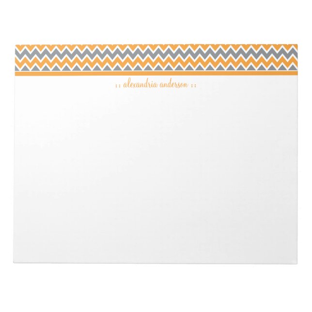 Chevron Pattern Custom Trendy Notepad (orange) (Front)