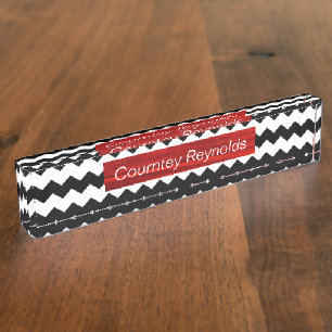 Chevron Pattern Elegant Stylish Desk Nameplates. Name Plate