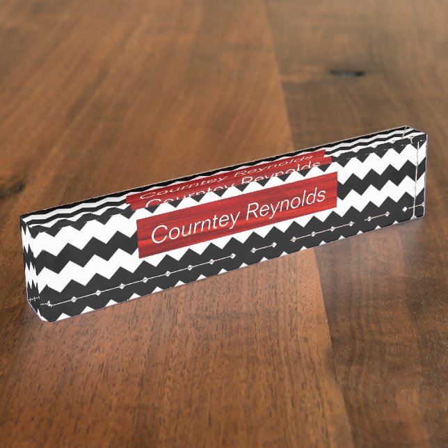 Chevron Pattern Elegant Stylish Desk Nameplates. Name Plate (Side)