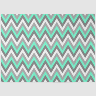 Chevron Pattern Grey White Mint Decoupage Tissue Paper
