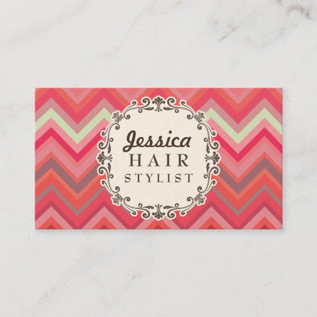 Chevron Pattern Hair Stylist Appointment Cards (Front)
