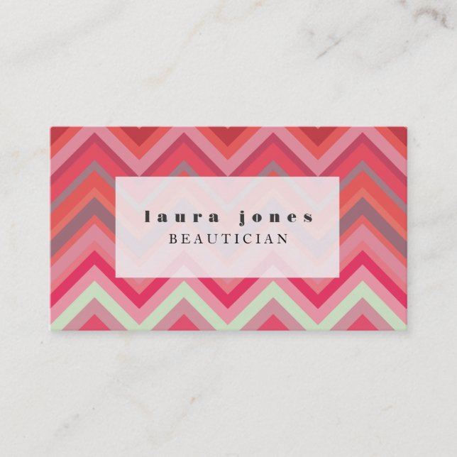 Chevron Pattern Hair Stylist Fashion Template Business Card (Front)