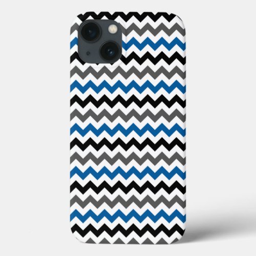 Chevron Pattern in Blue Black Gray White iPhone 13 Case