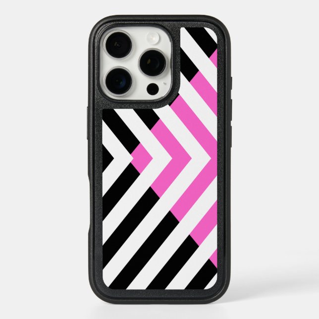 Chevron Pattern in Pink and Black Otterbox iPhone Case (Back)