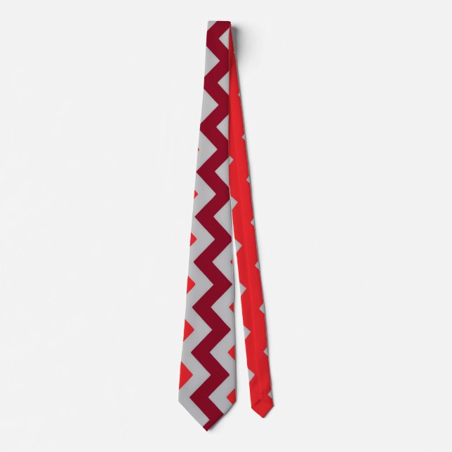 Chevron pattern in shades of red neck tie (Front)