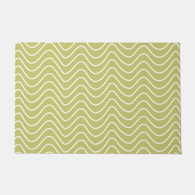 Chevron Pattern Lime Green Minimal Line Doormat (Front)