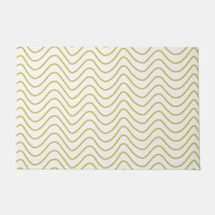Chevron Pattern Lime Green on Cream White Zigzag Doormat