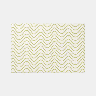 Chevron Pattern Lime Green on Cream White Zigzag Rug