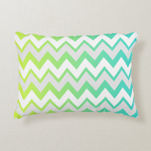Chevron pattern lime green teal aqua ombre elegant decorative pillow
