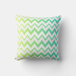 Chevron pattern lime green teal aqua ombre elegant throw pillow