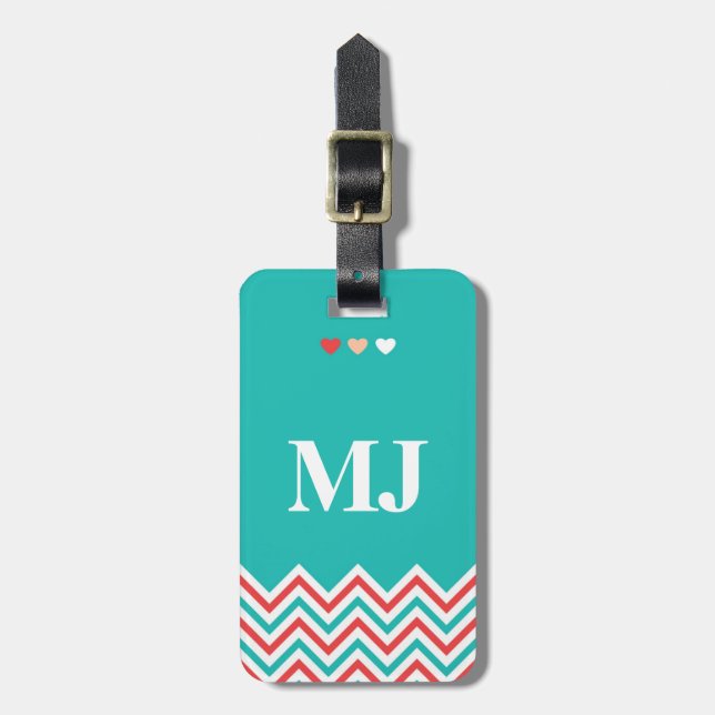 Chevron Pattern Luggage Tag with Funny Quotes (Front Vertical)