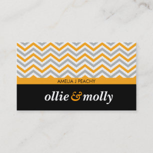 chevron pattern modern bold grey black orange business card