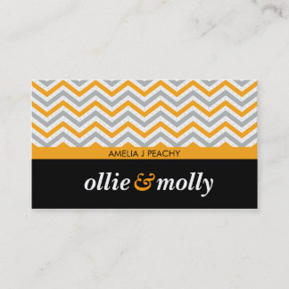 chevron pattern modern bold grey black orange business card