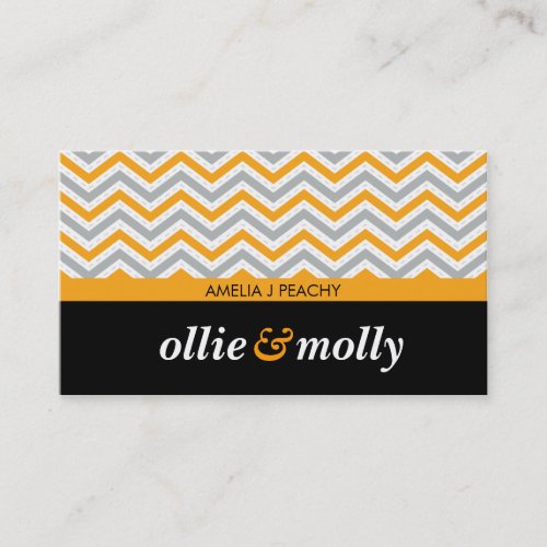 chevron pattern modern bold grey black orange business card