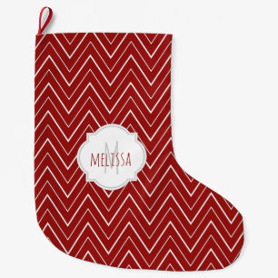 Chevron Pattern Monogram Christmas Stocking