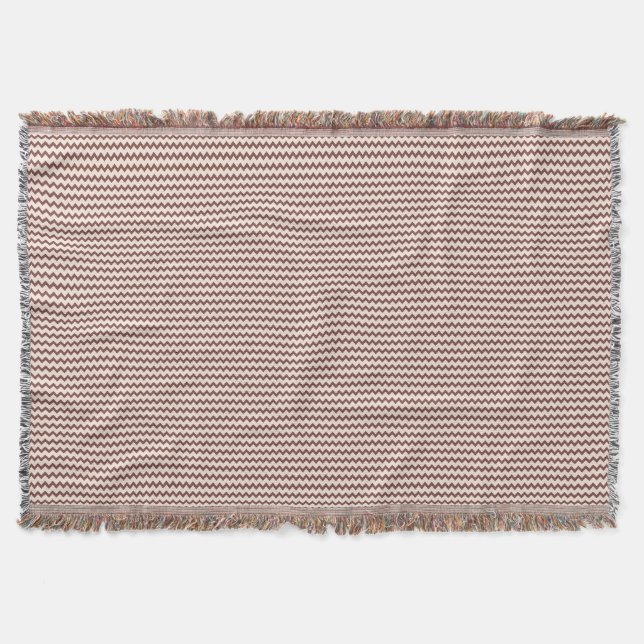 Chevron pattern natural warm brown and pale pink throw blanket (Front)