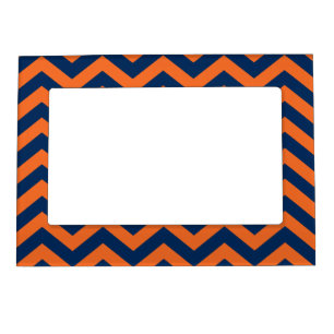 Chevron Pattern: Navy Blue & Orange Magnetic Frame