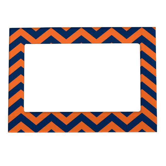 Chevron Pattern: Navy Blue & Orange Magnetic Frame (Front)
