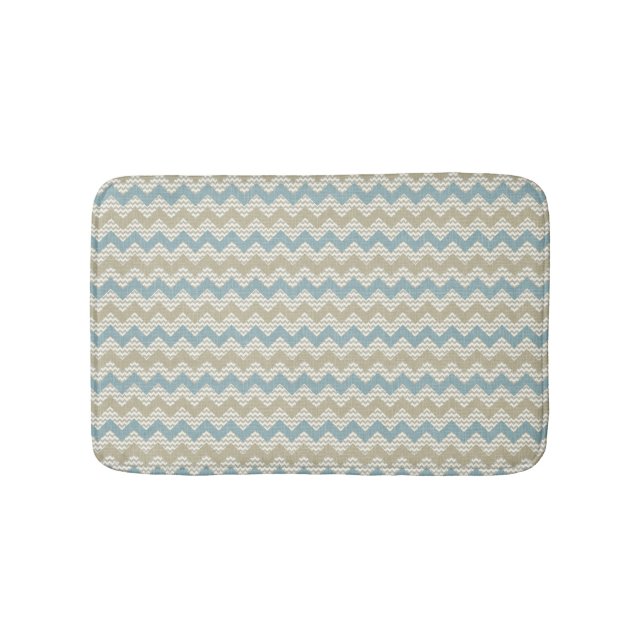 Chevron pattern on linen texture bathroom mat (Front)