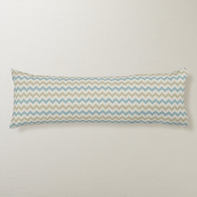 Chevron pattern on linen texture body pillow (Front)