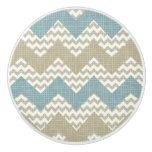Chevron pattern on linen texture ceramic knob