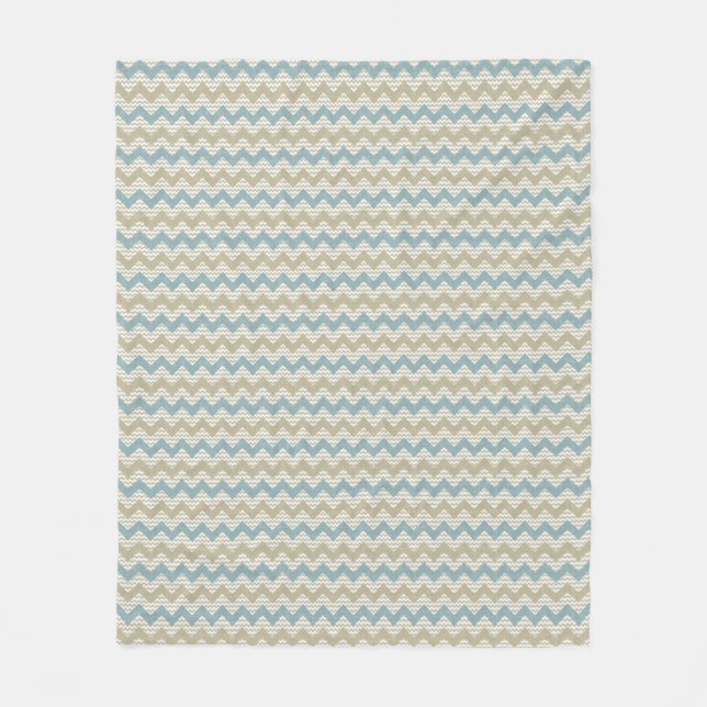 Chevron pattern on linen texture fleece blanket (Front)