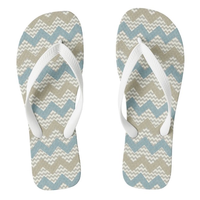 Chevron pattern on linen texture flip flops (Footbed)