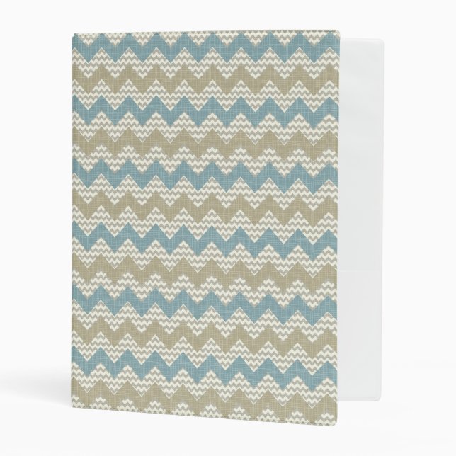 Chevron pattern on linen texture mini binder (Front/Inside)