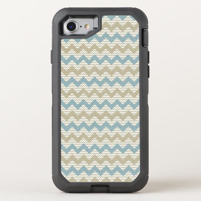 Chevron pattern on linen texture otterbox iPhone case (Back)