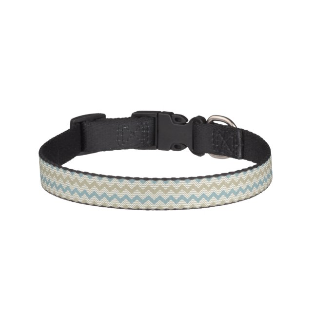Chevron pattern on linen texture pet collar (Front)