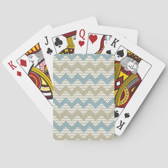 Chevron pattern on linen texture poker cards (Back)