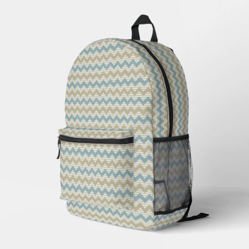 Chevron pattern on linen texture printed backpack